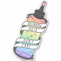 Rainbow Hair Don't Care Cartoon Dye Bottle Sticker