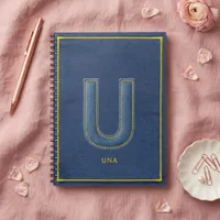Y2K Faux Denim Applique Initial U Back to School Notebook