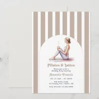 Neutral Preppy Pilates & Lattes Birthday Party Invitation