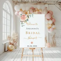 Bridal Shower rose gold floral eucalyptus welcome Foam Board