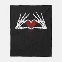 To Death  - Skeleton Heart Hands Fleece Blanket