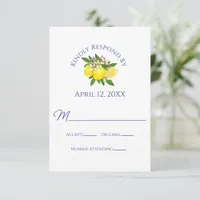 Elegant Summer Yellow Lemon Wedding RSVP Card