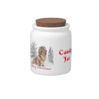 Long Haired Dachshund Dog in Snow Merry Christmas Candy Jar