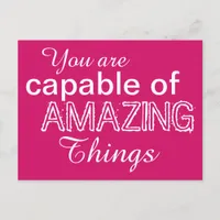 Positivity Capable of Amazing Things White Pink Postcard