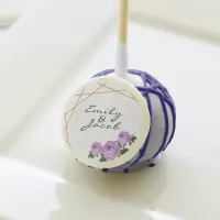 Elegant Gold Glitter Geometric Purple Floral Wed Cake Pops