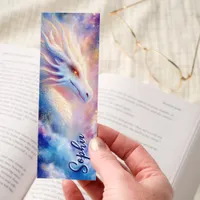 Cosmic White Dragon Fantasy Art Personalized Bookmarks