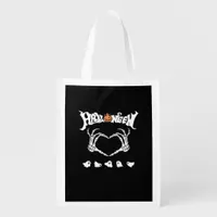 Skeleton Hand With Halloween Theme Dark Seasonal Grocery Bag