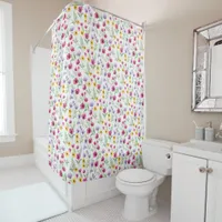 Pretty Yellow, Purple, Pink Floral Watercolor Shower Curtain