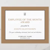 Simple Typographical Employee of Month Certificate