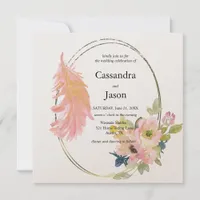 Geometic Watercolor Floral Wedding Invitation