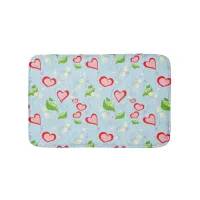 Fun Colorful Hearts and Flowers Bathroom Mat