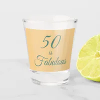 Light Orange and Teal 50 is Fabulous  Shot Glass