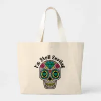 Decorated Abstract Skull Large Tote Bag