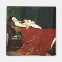 Napping Mother and Child Retro Look Magnet