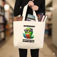 Funny Bookworm? Encyclopediaworm is More Like It! Large Tote Bag