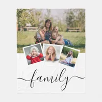 Best family Ever Modern Personalized 4 Photo Fleece Blanket