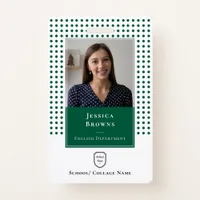 School Teacher/ Student Dark Green Photo Logo QR Badge