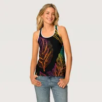 Luminous Leaves: Nature in Neon Tank Top