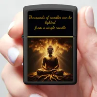 Buddha meditating under glowing trees  zippo lighter