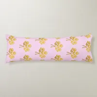 Pretty Rose Flowers Faux Gold Pastel Pink Floral Body Pillow