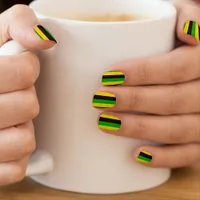 Jamaican Flag Colored Striped  Minx Nail Art