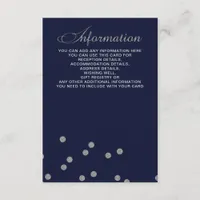 FAUX Glitter confetti navy and silver wedding Enclosure Card