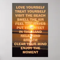 Love Yourself Inspirational Beachy Quote Poster