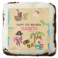 Cute Custom Pink Girl Pirate Birthday Party Brownie