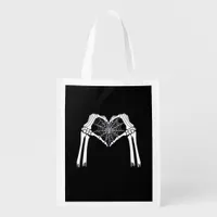 Skeleton Hands Cobweb Heart (White) Classic Grocery Bag