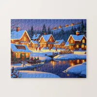 Enchanting Snow-Covered Village Winter Wonderland Jigsaw Puzzle