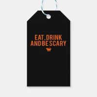 Eat Drink And Be Scary Halloween Fan Text Art Esse Gift Tags