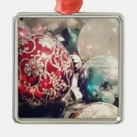 Vintage Christmas ornaments still life