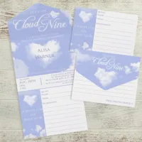Pastel Blue Cloud Nine Recipe-Card Bridal Shower  All In One Invitation