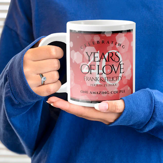 Elegant 40th Ruby Wedding Anniversary Celebration Giant Coffee Mug