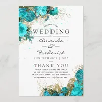 Vintage Turquoise and Gold Shabby Wedding Program