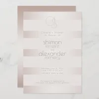 Wedding Shower | Elegant Modern Blush Pearl Stripe Invitation