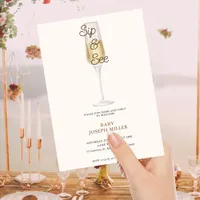 Modern Minimalist Baby Sip And See Baby Shower  Invitation