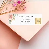 Rose gold floral business logo return address  label