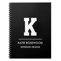 Minimalist Black and White Modern Monogram Case-Ma Notebook