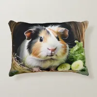 Guinea Pig Cavy Pet Animal Watercolor  Accent Pillow