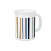 Blue Gold and White Beach Color Stripes Beverage Pitcher