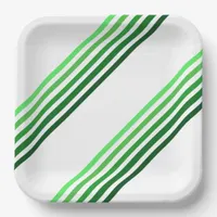 Paper Plate - Green Diagonal Stripes