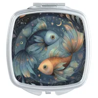 Pisces Zodiac Birth Sign Astrology Celestial Compact Mirror