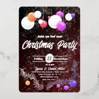 Christmas colorful baubles and garlands  foil invitation