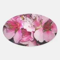 Peach Blossoms Oval Sticker