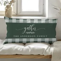 Gather Fall Green & White Buffalo Check  Lumbar Pillow