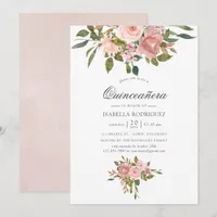 Blush Pink and Rose Gold Quinceañera Invitation
