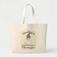  Reading is Magical Cat Cartoon Purrfect Art Large Tote Bag