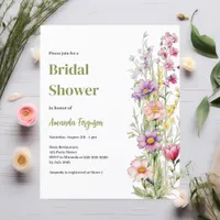 Floral pink purple Bridal Shower invitation