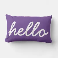 Hello Typography Purple Lumbar Pillow